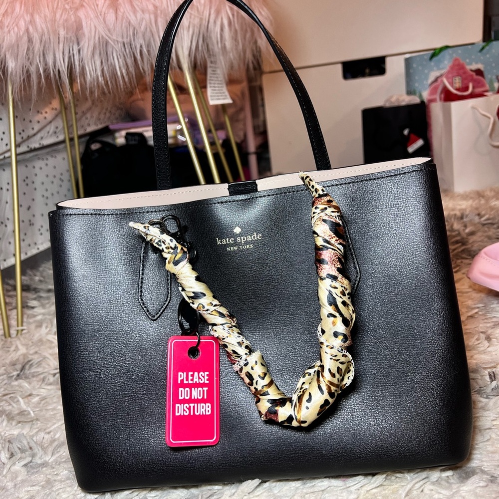 Kate Spade Black Tote with Patterned Handle